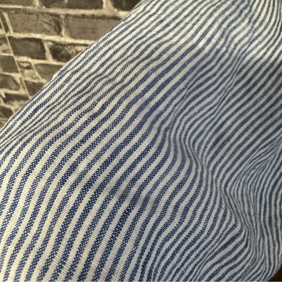 Reformation Angela Linen Wrap Cami Mini Dress Blue Striped Bow Tie - Picture 6 of 11